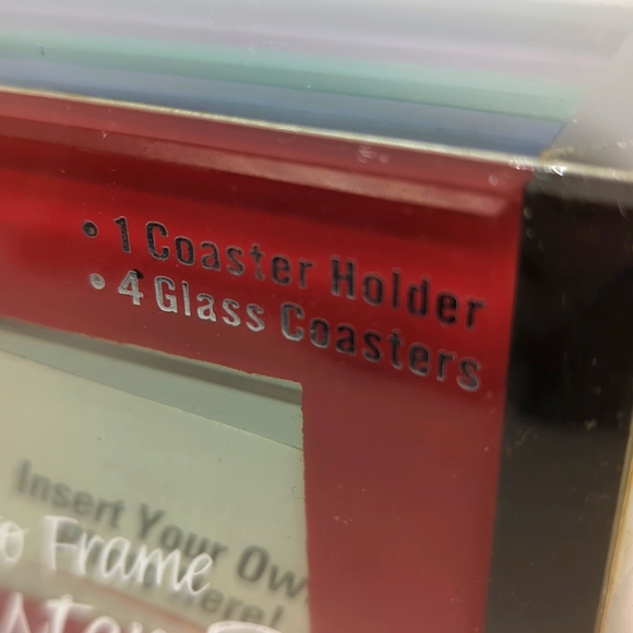 🖼️Glass Photo Frame Coaster Set 5 Pieces New with Tags - Picture 3 of 7
